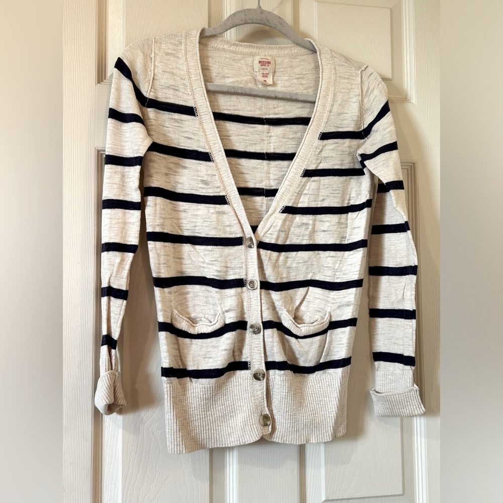 Target brand cream and navy long cardigan